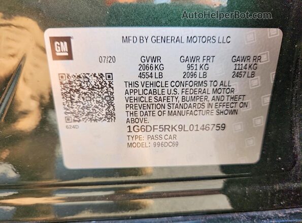 1G6DF5RK9L0146759 2020 CADILLAC CT4 Зеленый Вид подкапотного пространства