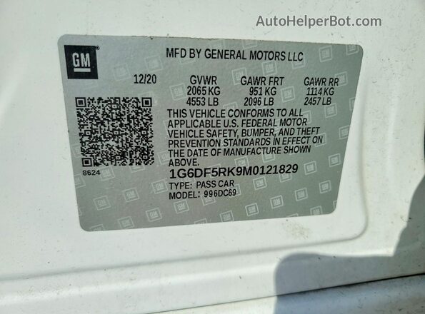 1G6DF5RK9M0121829 2021 CADILLAC CT4 White Vista del compartimento del motor