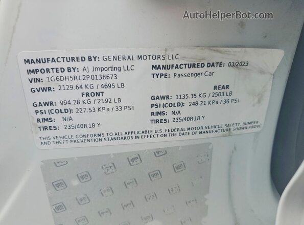 1G6DH5RL2P0138673 2023 CADILLAC CT4 White Widok komory silnika