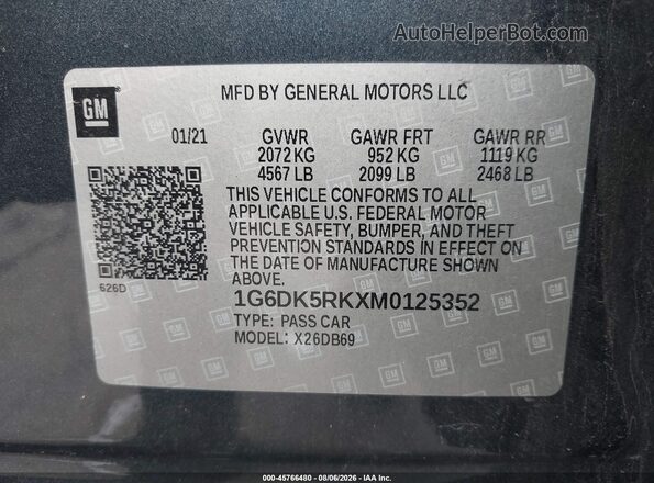 1G6DK5RKXM0125352 2021 CADILLAC CT4 Dark Blue Вид підкапотного простору
