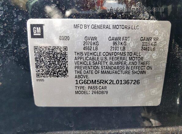1G6DM5RK2L0136726 2020 CADILLAC CT5 Black Engine compartment view