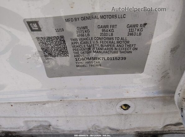 1G6DM5RK7L0115239 2020 CADILLAC CT5 White Вид підкапотного простору