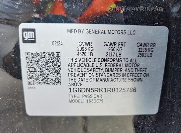 1G6DN5RK1R0125786 2024 CADILLAC CT5 Black VIN კოდის სტიკერის ხედი