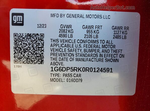 1G6DP5RK0R0124591 2024 CADILLAC CT5 Red Вид підкапотного простору