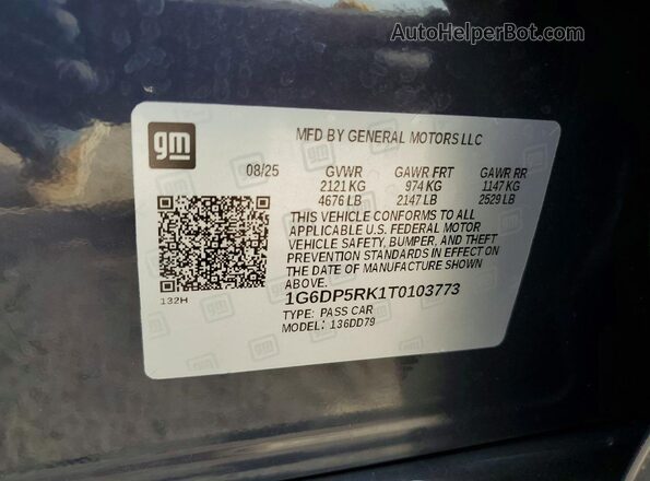 1G6DP5RK1T0103773 2026 CADILLAC CT5 Gray VIN sticker view