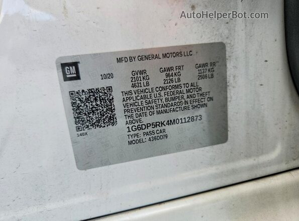 1G6DP5RK4M0112873 2021 CADILLAC CT5 White Вид підкапотного простору