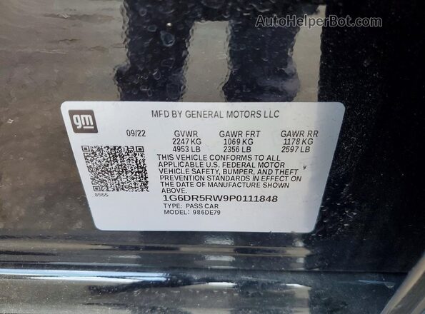 1G6DR5RW9P0111848 2023 CADILLAC CT5 Black Вид наклейки з VIN-кодом