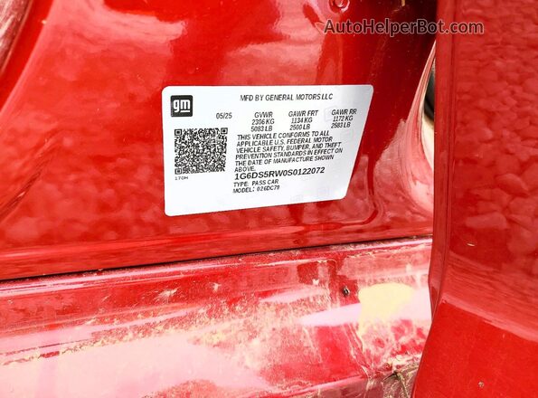 1G6DS5RW0S0122072 2025 CADILLAC CT5 Red Вид підкапотного простору