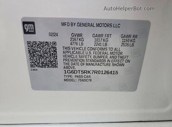 1G6DT5RK7R0126415 2024 CADILLAC CT5 Белый Вид наклейки с VIN-кодом