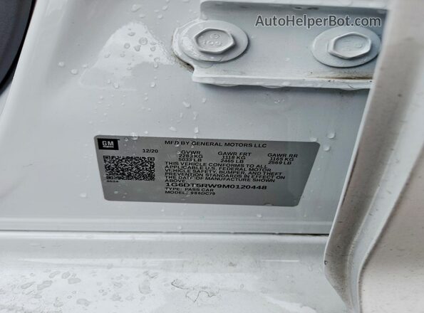 1G6DT5RW9M0120448 2021 CADILLAC CT5 White VIN sticker view