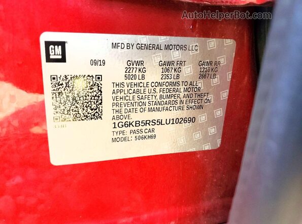 1G6KB5RS5LU102690 2020 CADILLAC CT6 Red Vista del compartimento del motor