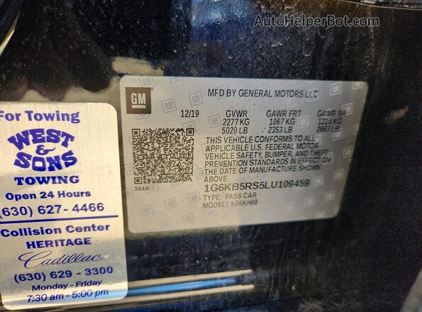 1G6KB5RS5LU109459 2020 CADILLAC CT6 Black VIN sticker view