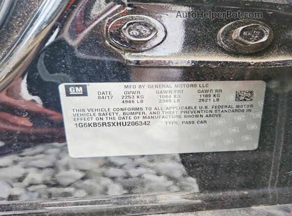 1G6KB5RSXHU206342 2017 CADILLAC CT6 Черный Вид подкапотного пространства