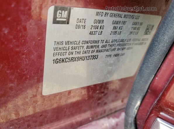 1G6KC5RX8HU137353 2017 CADILLAC CT6 Red Engine compartment view