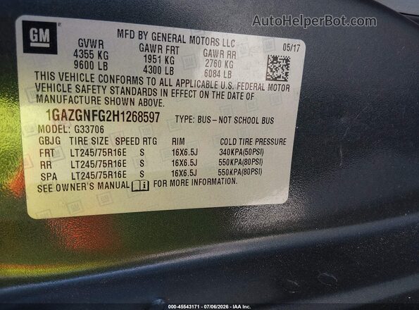 1GAZGNFG2H1268597 2017 CHEVROLET EXPRESS Dark Blue Widok komory silnika