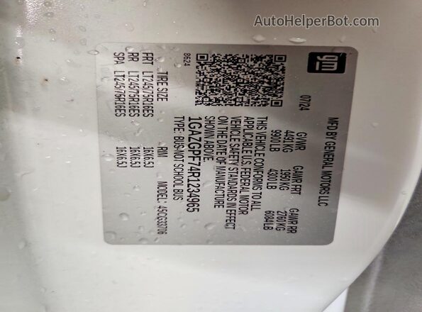 1GAZGPF74R1234965 2024 CHEVROLET EXPRESS White Vista de la etiqueta del VIN