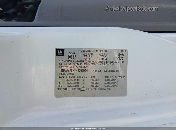 1GAZGPFF0H1266544 2017 CHEVROLET EXPRESS White Вид підкапотного простору