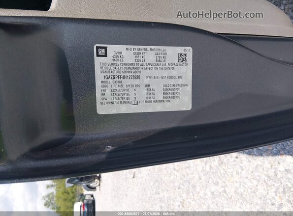 1GAZGPFF4H1273920 2017 CHEVROLET EXPRESS Gray Вид підкапотного простору