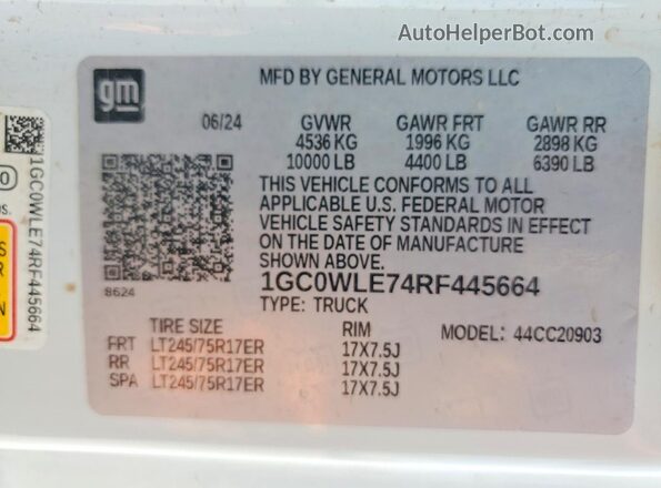 1GC0WLE74RF445664 2024 CHEVROLET SILVERADO Белый Вид подкапотного пространства