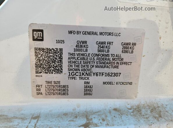 1GC1KNEY6TF162307 2026 CHEVROLET SILVERADO White Widok komory silnika