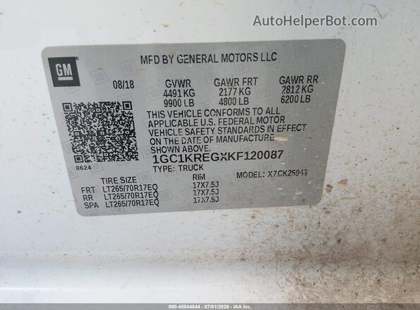 1GC1KREGXKF120087 2019 CHEVROLET SILVERADO Белый Вид подкапотного пространства