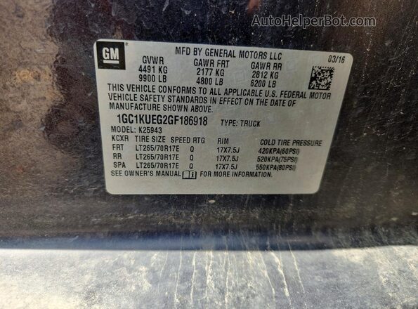 1GC1KUEG2GF186918 2016 CHEVROLET SILVERADO Black Vista del compartimento del motor