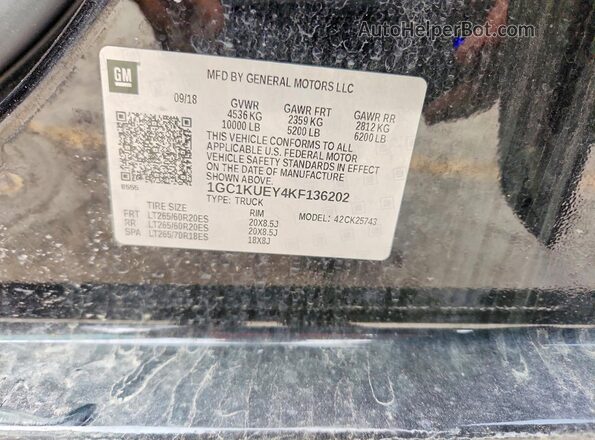 1GC1KUEY4KF136202 2019 CHEVROLET SILVERADO Black Вид підкапотного простору