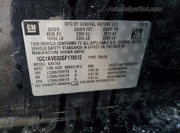 1GC1KVE82GF178512 2016 CHEVROLET SILVERADO Black Widok komory silnika