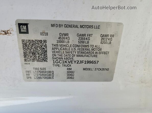 1GC1KVEY2JF199657 2018 CHEVROLET SILVERADO Белый Вид подкапотного пространства