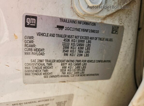 1GC1YNEY6NF156010 2022 CHEVROLET SILVERADO White ძრავის განყოფილების ხედი