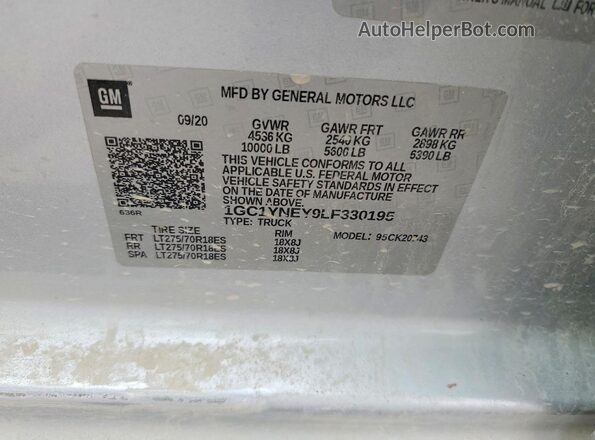 1GC1YNEY9LF330195 2020 CHEVROLET SILVERADO Silver Շարժիչի բաժամունքի տեսք