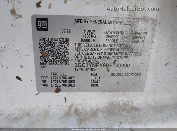 1GC1YNEY9PF130990 2023 CHEVROLET SILVERADO Белый Вид подкапотного пространства