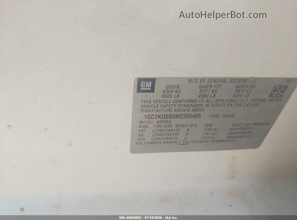 1GC2KUEG8HZ309495 2017 CHEVROLET SILVERADO White ძრავის განყოფილების ხედი