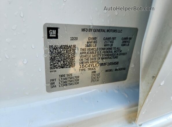 1GC4YLE78MF165458 2021 CHEVROLET SILVERADO White Vista del compartimento del motor