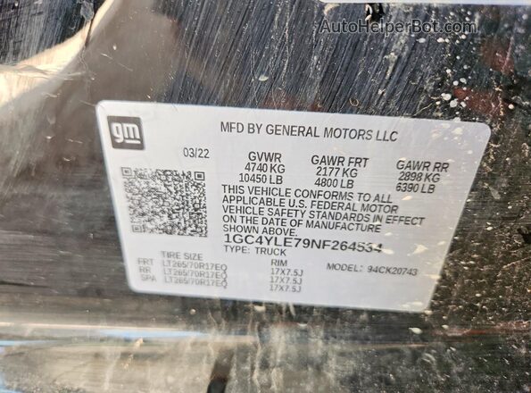 1GC4YLE79NF264534 2022 CHEVROLET SILVERADO Black Вид підкапотного простору