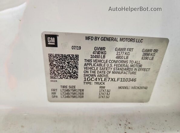 1GC4YLE7XLF110346 2020 CHEVROLET SILVERADO Белый Вид подкапотного пространства
