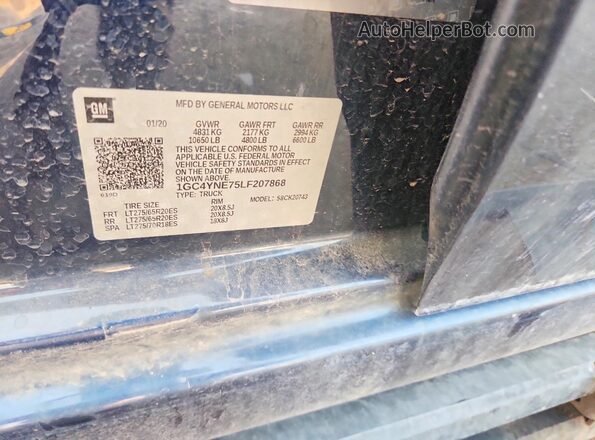 1GC4YNE75LF207868 2020 CHEVROLET SILVERADO Blue Vista del compartimento del motor