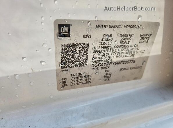 1GC4YPEY6MF230775 2021 CHEVROLET SILVERADO Белый Вид подкапотного пространства