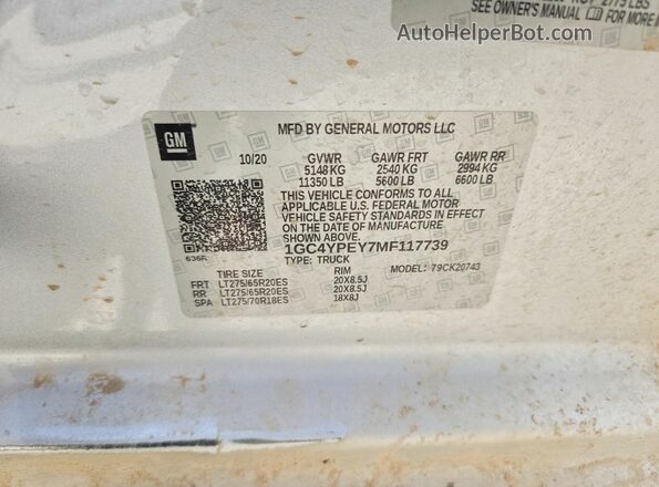 1GC4YPEY7MF117739 2021 CHEVROLET SILVERADO Silver Widok komory silnika