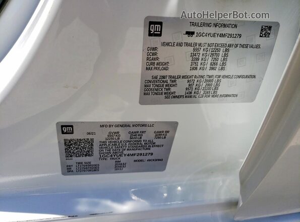 1GC4YUEY4MF291279 2021 CHEVROLET SILVERADO White Engine compartment view