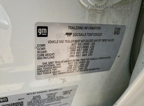 1GC5ALE73SF115122 2025 CHEVROLET SILVERADO White Вид підкапотного простору