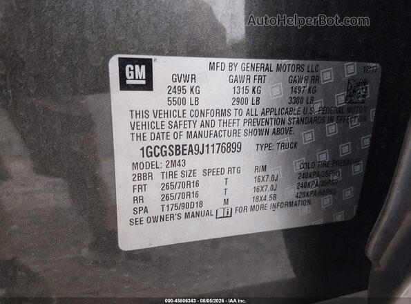 1GCGSBEA9J1176899 2018 CHEVROLET COLORADO Green Вид підкапотного простору