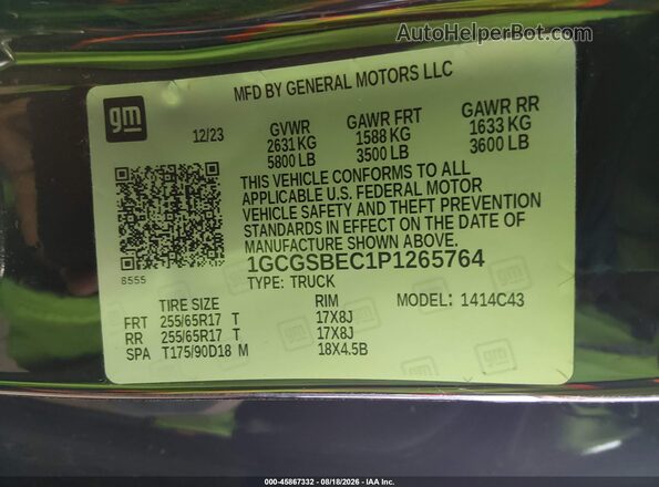 1GCGSBEC1P1265764 2023 CHEVROLET COLORADO Black Vista del compartimento del motor
