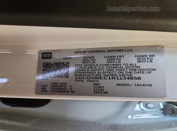 1GCGSBEC1R1134658 2024 CHEVROLET COLORADO Белый Вид подкапотного пространства