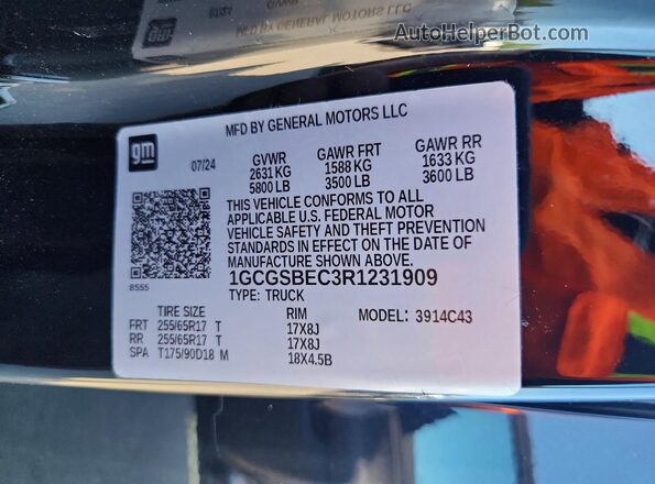 1GCGSBEC3R1231909 2024 CHEVROLET COLORADO Black Widok komory silnika