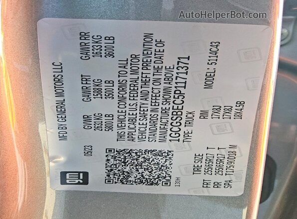 1GCGSBEC5P1171371 2023 CHEVROLET COLORADO Gray Vista del compartimento del motor