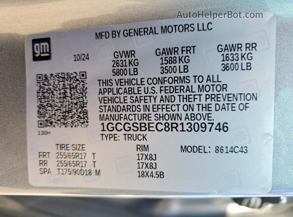 1GCGSBEC8R1309746 2024 CHEVROLET COLORADO Silver Вид підкапотного простору