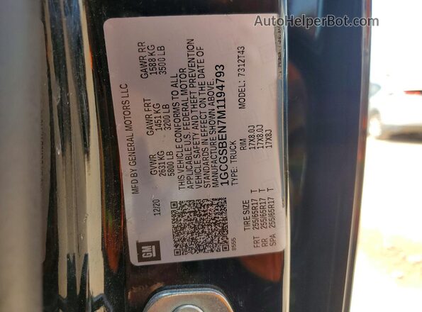 1GCGSBEN7M1194793 2021 CHEVROLET COLORADO Black Vista del compartimento del motor