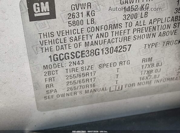 1GCGSCE38G1304257 2016 CHEVROLET COLORADO Silver Вид підкапотного простору