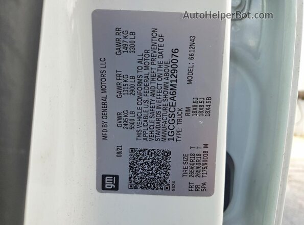 1GCGSCEA6M1290076 2021 CHEVROLET COLORADO White Vista del compartimento del motor